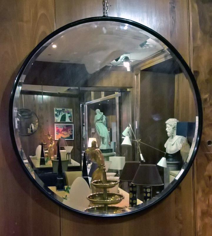 Specchio con Art Decò Bordo nero tondo del XX Secolo Pezzo di storia autentico - Robertaebasta® Art Gallery opere d’arte esclusive.